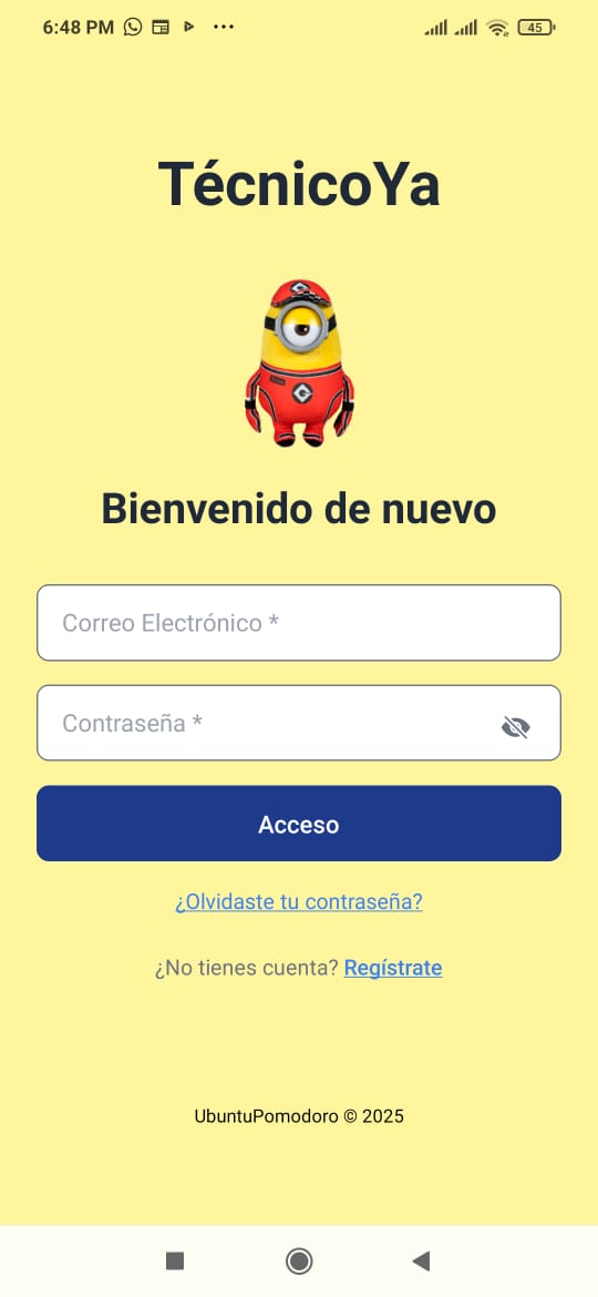 Pantalla de inicio de sesión